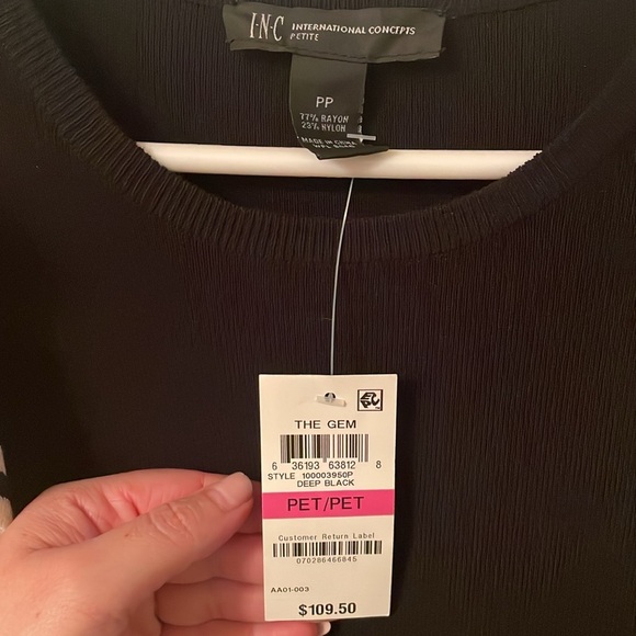 International Concepts INC Petite Long Sleeve Shoulder Showing Black Dress Sz PP - Picture 2 of 5